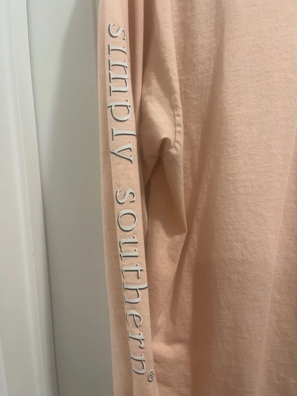 Simply Southern Long Sleeve Tee - Light Peach Size XXL - Picture 3 of 7
